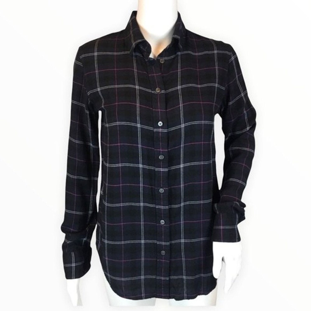 Banana Republic Shirt Women‎ XS Blue Plaid Dillion Long Sleeve Button Up Casual